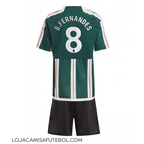 Camisa de Futebol Manchester United Bruno Fernandes #8 Equipamento Secundário Infantil 2023-24 Manga Curta (+ Calças curtas)